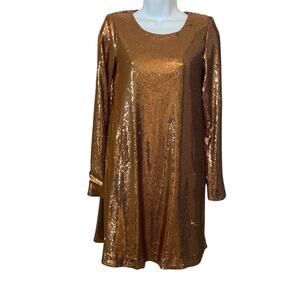 NWOT Ramy Brook New York All Brass Colored Hallie Sequins Dress  XS
